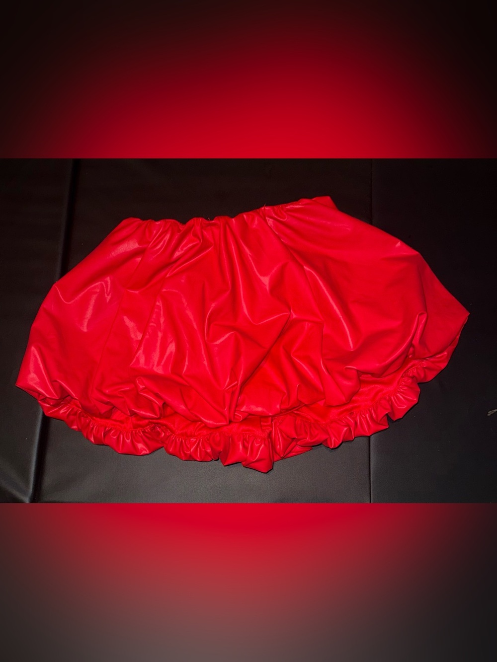 AKIRA Red Vinyl Bubble Skirt with Elastic Hem this listing is for SKIRT ONLY